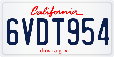 CA license plate 6VDT954