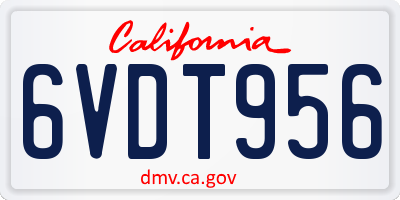 CA license plate 6VDT956