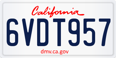 CA license plate 6VDT957