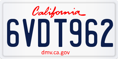 CA license plate 6VDT962