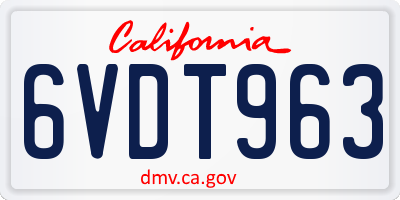CA license plate 6VDT963