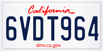 CA license plate 6VDT964