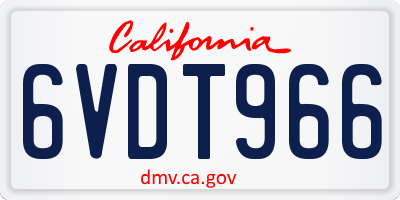 CA license plate 6VDT966