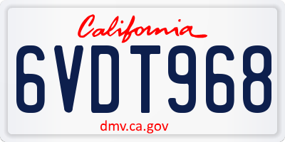 CA license plate 6VDT968