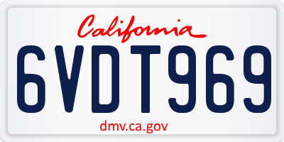 CA license plate 6VDT969