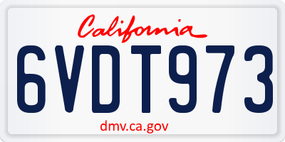 CA license plate 6VDT973