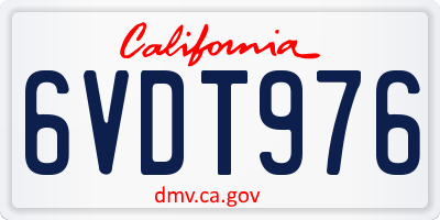 CA license plate 6VDT976