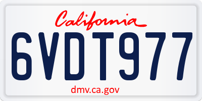 CA license plate 6VDT977