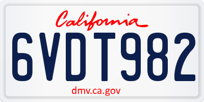 CA license plate 6VDT982