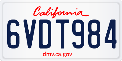 CA license plate 6VDT984
