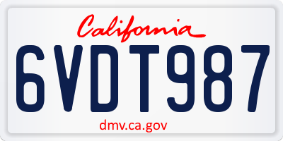 CA license plate 6VDT987