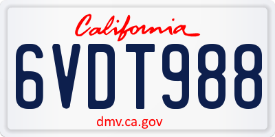CA license plate 6VDT988