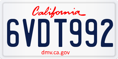 CA license plate 6VDT992