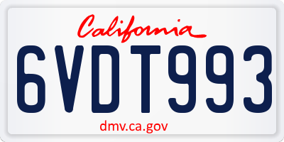 CA license plate 6VDT993