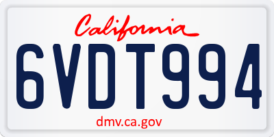 CA license plate 6VDT994