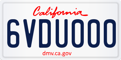 CA license plate 6VDU000