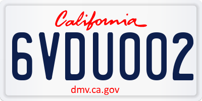 CA license plate 6VDU002