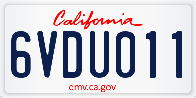 CA license plate 6VDU011