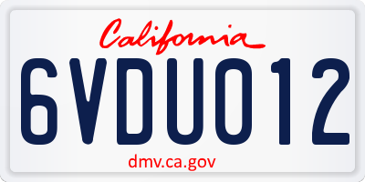 CA license plate 6VDU012