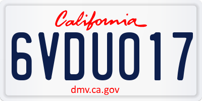 CA license plate 6VDU017