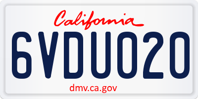CA license plate 6VDU020