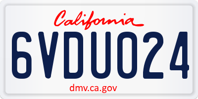CA license plate 6VDU024
