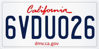 CA license plate 6VDU026