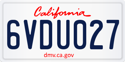 CA license plate 6VDU027