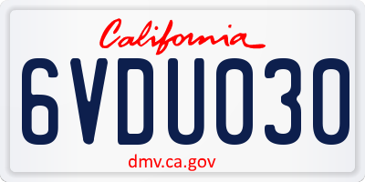 CA license plate 6VDU030