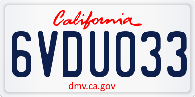 CA license plate 6VDU033