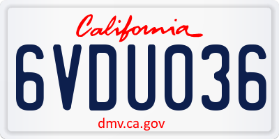 CA license plate 6VDU036