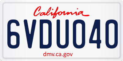 CA license plate 6VDU040