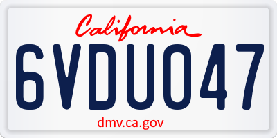CA license plate 6VDU047