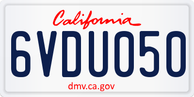 CA license plate 6VDU050
