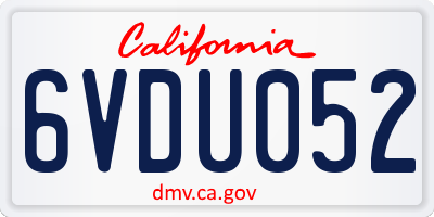 CA license plate 6VDU052