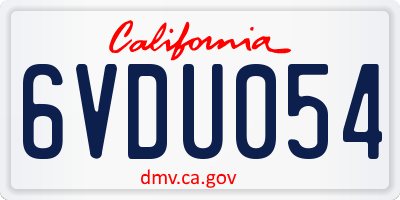 CA license plate 6VDU054