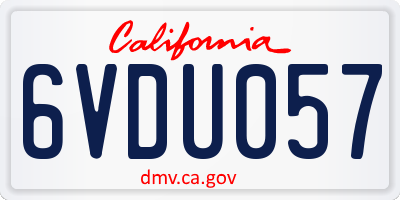 CA license plate 6VDU057