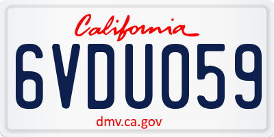 CA license plate 6VDU059