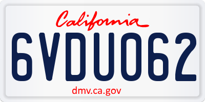 CA license plate 6VDU062