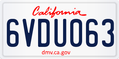 CA license plate 6VDU063