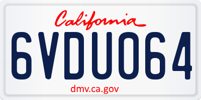 CA license plate 6VDU064