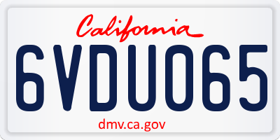 CA license plate 6VDU065