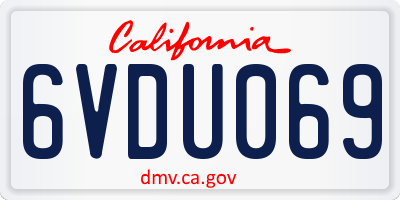 CA license plate 6VDU069