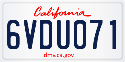 CA license plate 6VDU071