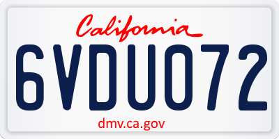 CA license plate 6VDU072