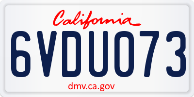 CA license plate 6VDU073