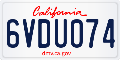CA license plate 6VDU074