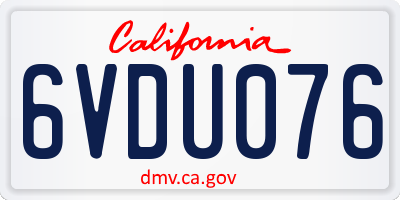 CA license plate 6VDU076