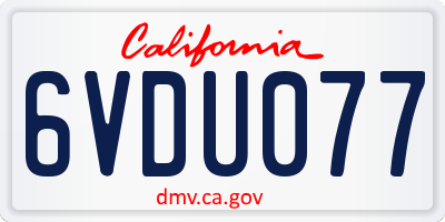 CA license plate 6VDU077