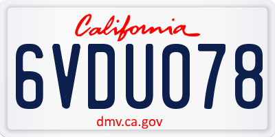 CA license plate 6VDU078